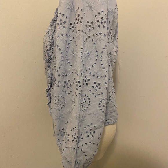 Light Blue Eyelet Women's Top - Picture 2 of 3